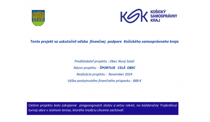 Realizácia projektu : ŠPORTUJE CELÁ OBEC